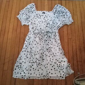 Lane Bryant White and Black Polka Dot Dress-Plus sized